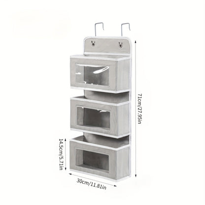 3-Layer Over-the-Door Storage Rack Gray