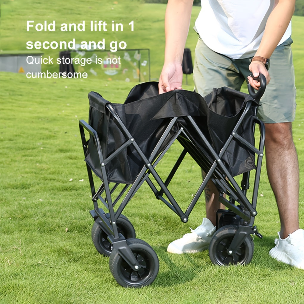 Foldable Utility Wagon with Side Pockets and Brakes