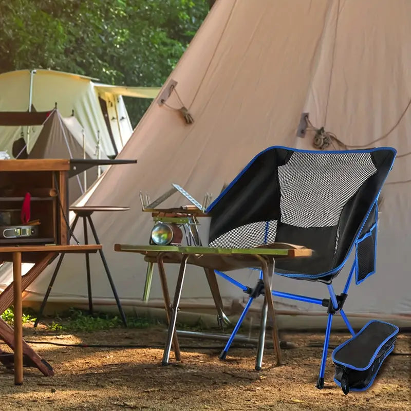 Ultralight Folding Camping Chair with Side Pocket - Sapphire