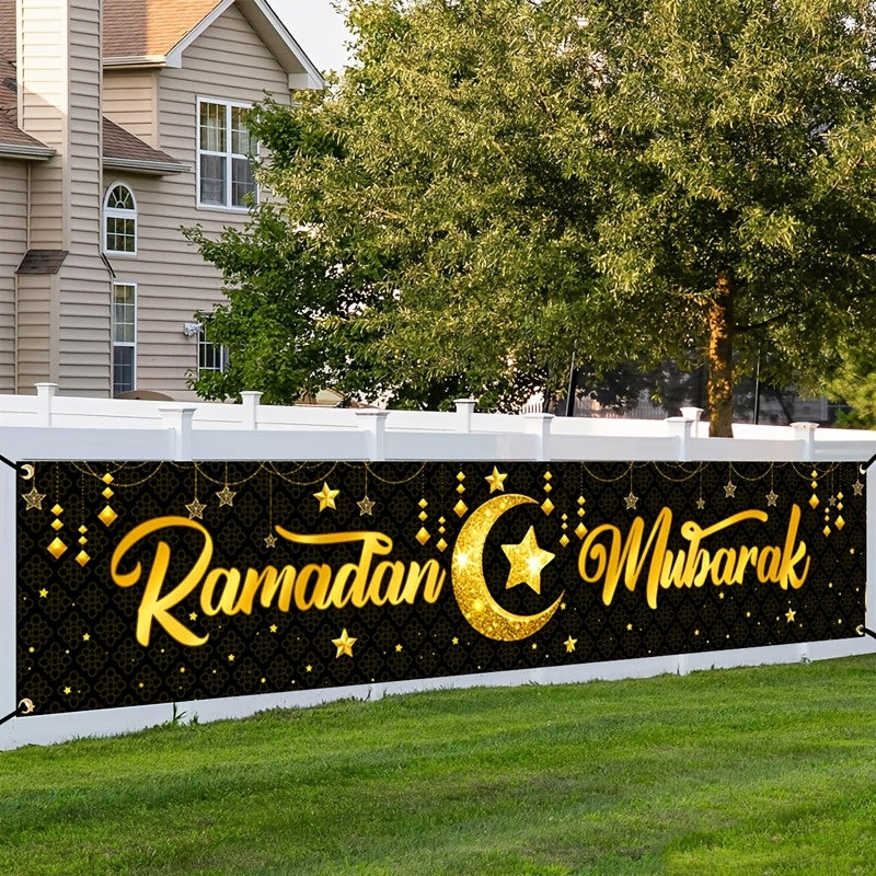 Black Gold Ramadan Kareem Star Moon Banner