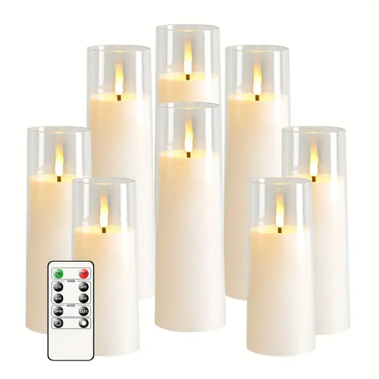 5pcs Flicker Flameless Candle Set with Remote Control and Timer - LED Candle for Festive Decor (White)