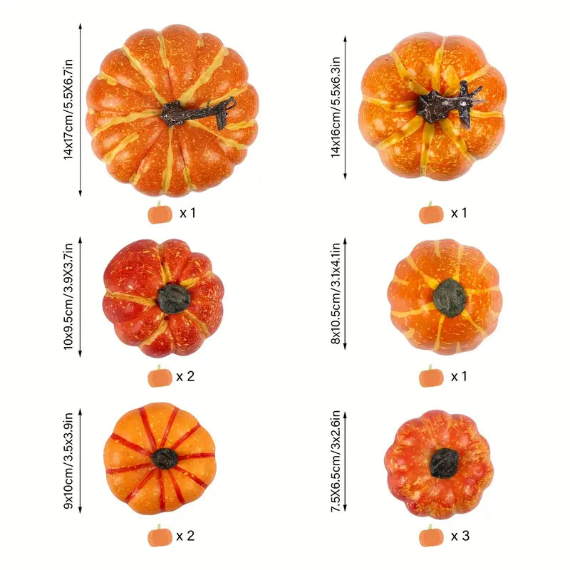 10-Piece Artificial Pumpkin Set - Assorted Sizes