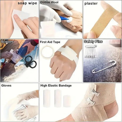 151pcs Portable First Aid Kit(Black, Includes Essential Tools)