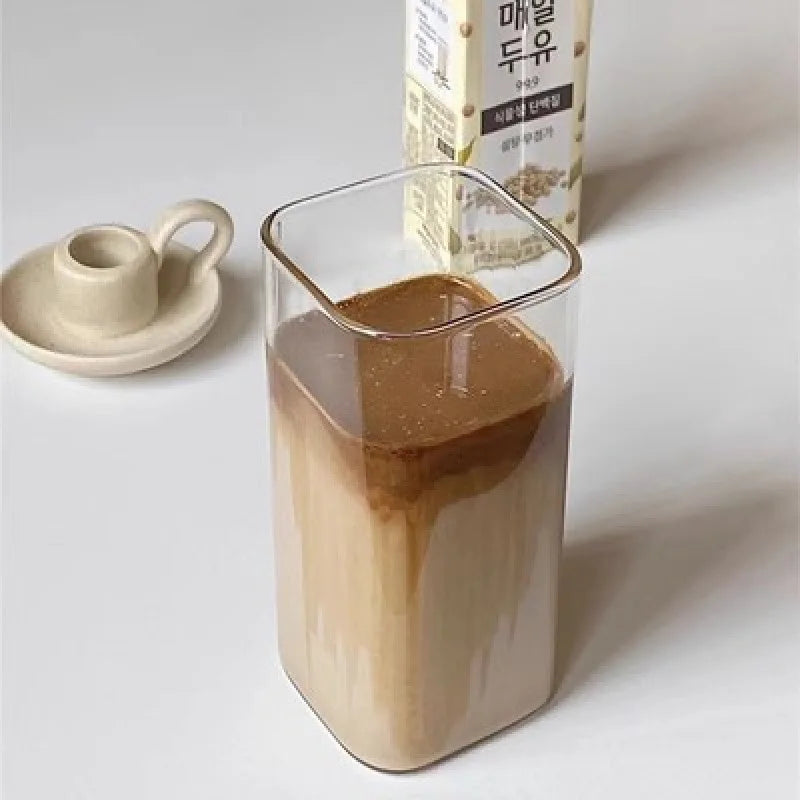 Glass Coffee Mug with Lid & Straw