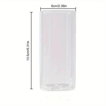 Glass Coffee Mug with Lid & Straw