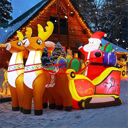 2.1m Long Inflatable Santa Reindeer Sled with LED Lights