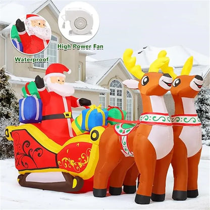 2.1m Long Inflatable Santa Reindeer Sled with LED Lights