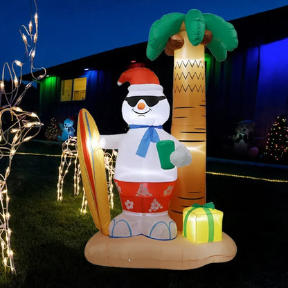 2.4M Christmas Inflatable Beach Snowman with LED Lights