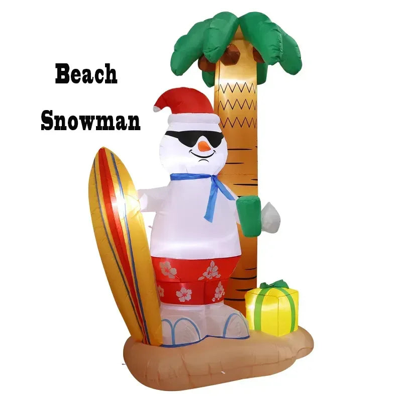 2.4M Christmas Inflatable Beach Snowman with LED Lights