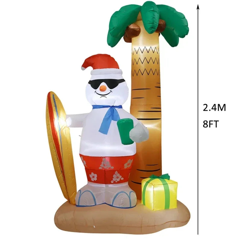 2.4M Christmas Inflatable Beach Snowman with LED Lights