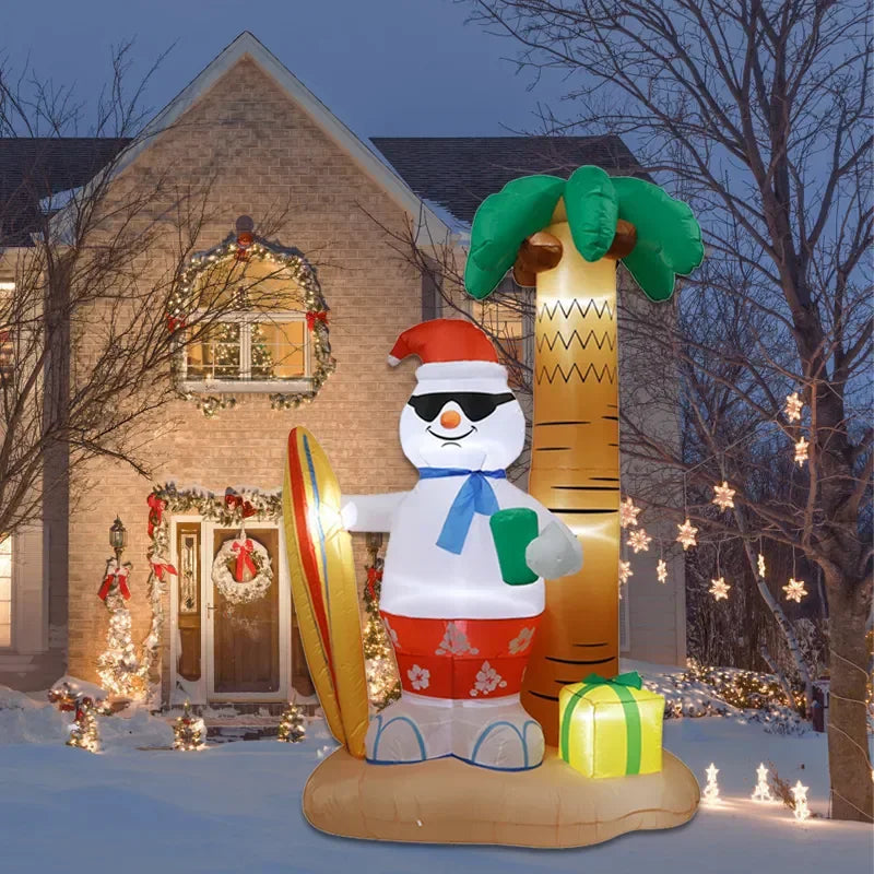 2.4M Christmas Inflatable Beach Snowman with LED Lights