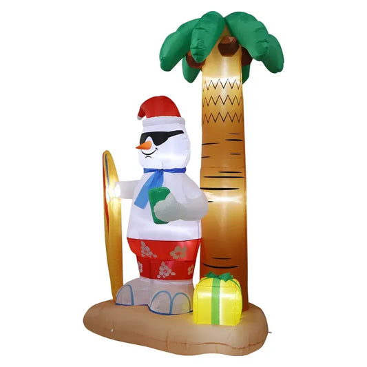 2.4M Christmas Inflatable Beach Snowman with LED Lights