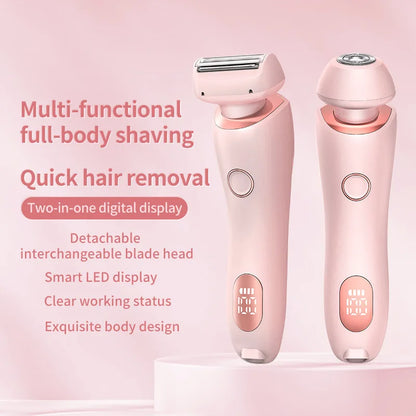 2 in 1 Waterproof Electric Shaver for Women Painless Hair Removal Pink
