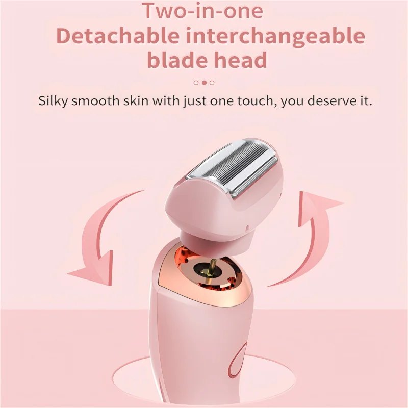 2 in 1 Waterproof Electric Shaver for Women Painless Hair Removal Pink