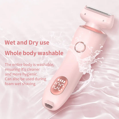 2 in 1 Waterproof Electric Shaver for Women Painless Hair Removal Pink