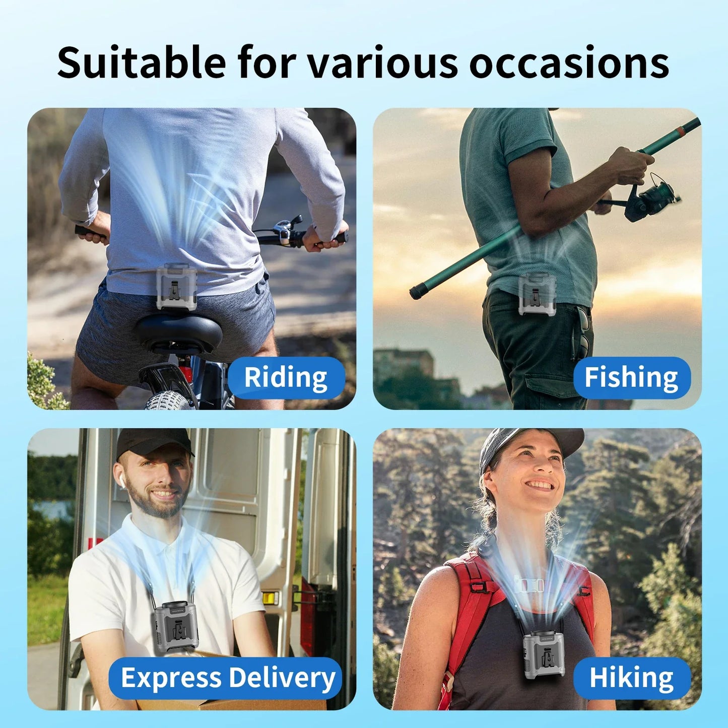 Outdoor Waist Fan with LED & Power Bank (20000mAh)