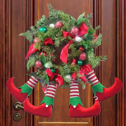 Christmas Wreath Santa Elves Hanging Hoop