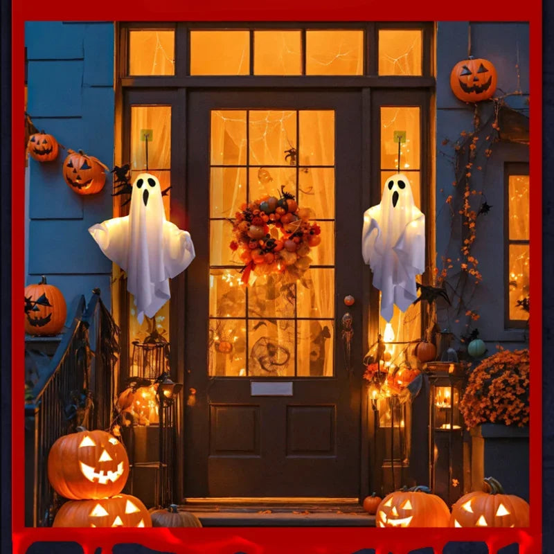 3PCS Glow Ghost Halloween Decoration – Indoor/Outdoor Hanging Horror Prop with Lights