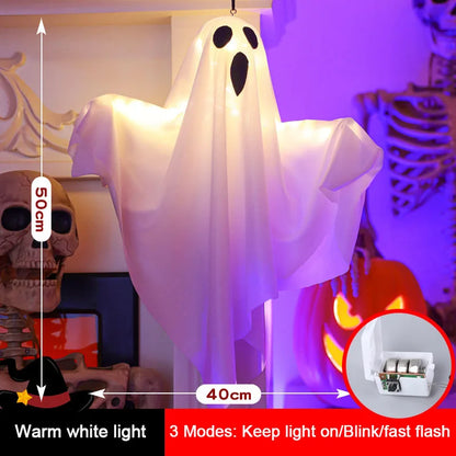 3PCS Glow Ghost Halloween Decoration – Indoor/Outdoor Hanging Horror Prop with Lights