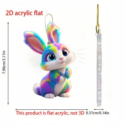 6pcs Colorful Easter Rabbit Acrylic Ornaments