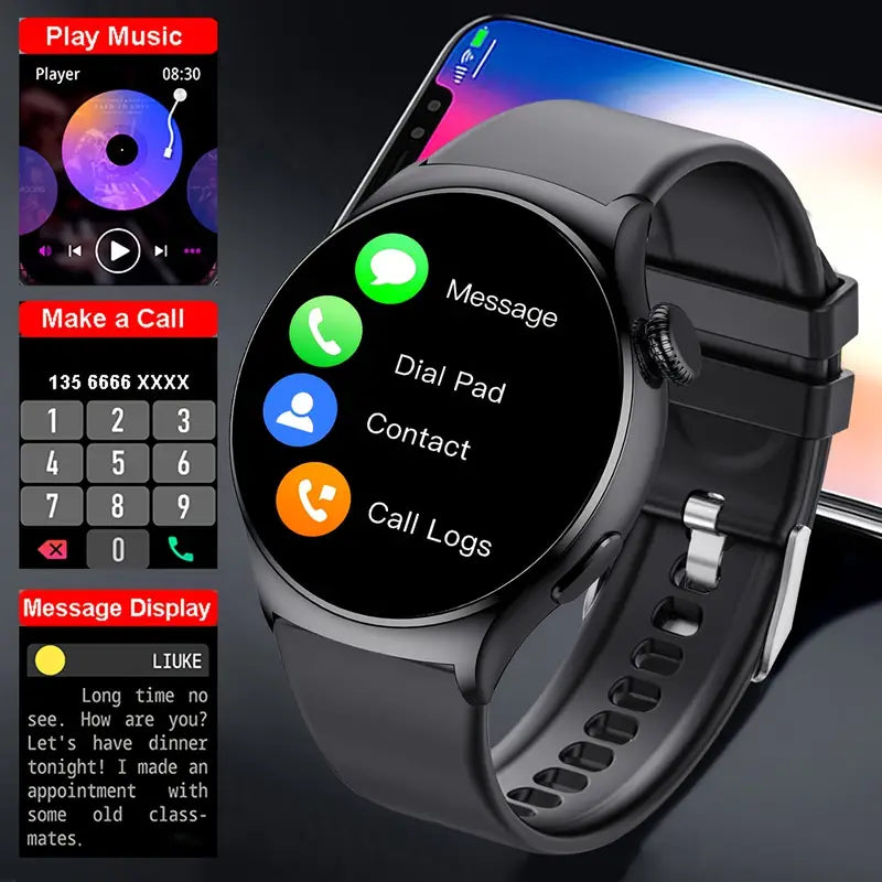 Black Silicone Smart Watch with Wireless Call and Sports Mode