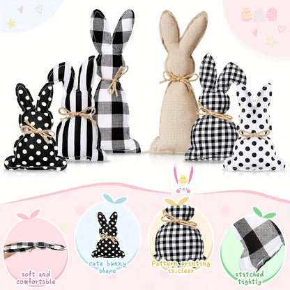 Set of 6 Easter Bunny Decor with Polka Dot Baskets