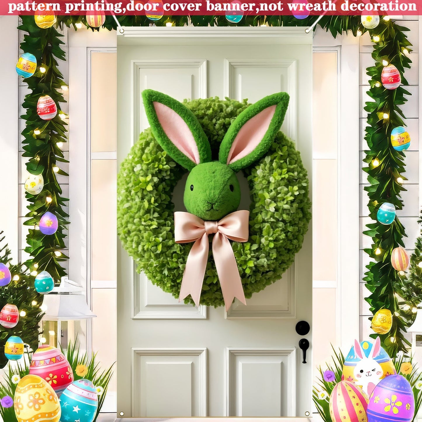 Easter Bunny Wreath Hanging Banner for Farmhouse Decor