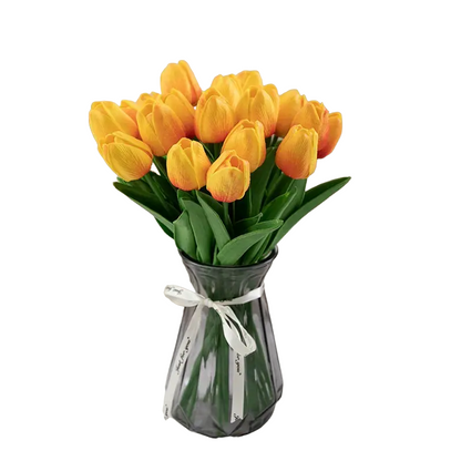 10-Piece Real Touch Mini Tulip Bouquets(Sunset Red)