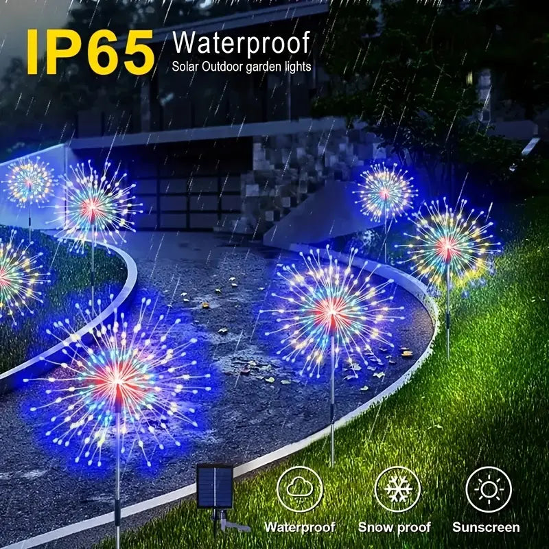 Set of 4 Solar Fireworks Lights for a Dazzling Christmas Display