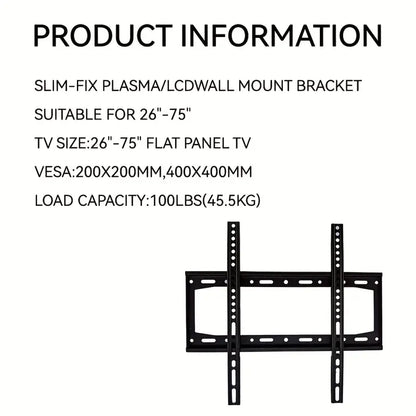Ultra Slim-fix TV Wall Mount Bracket for 26"-75" LED LCD OLED TVs, Low Profile