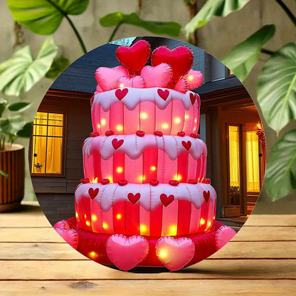 Giant Inflatable Cake with Heart Balloons