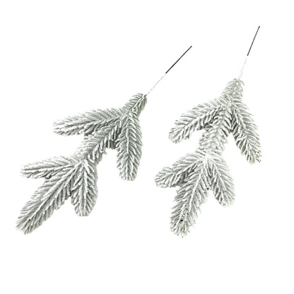 Artificial Snowy Pine Needles Branches Christmas Picks (20pcs)