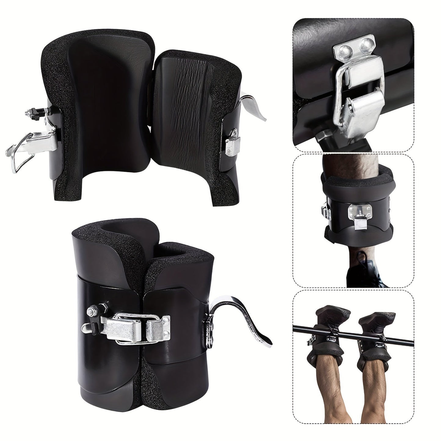 Solid Steel Frame Fitness Gravity/Inversion Boots(Black)