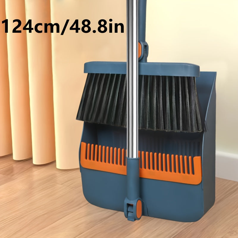 Extended Long Handle Rotatable Broom and Dustpan Set