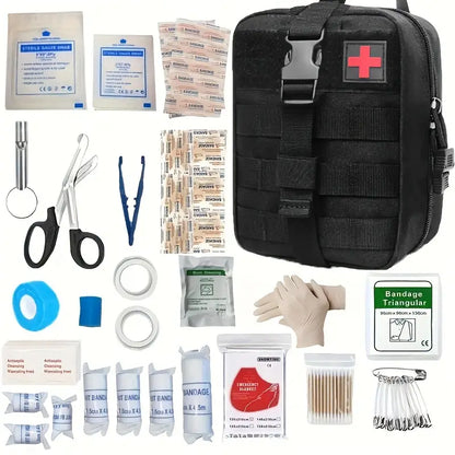 151pcs Portable First Aid Kit(Black, Includes Essential Tools)