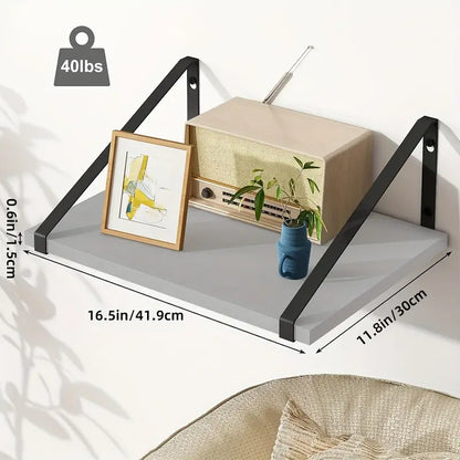 Rustic Wooden Wall Mounted Floating Shelf Set (2pcs)