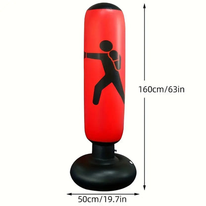1pc Inflatable Fitness Boxing Bag Stand - Durable Martial Arts Training Aid(Red)