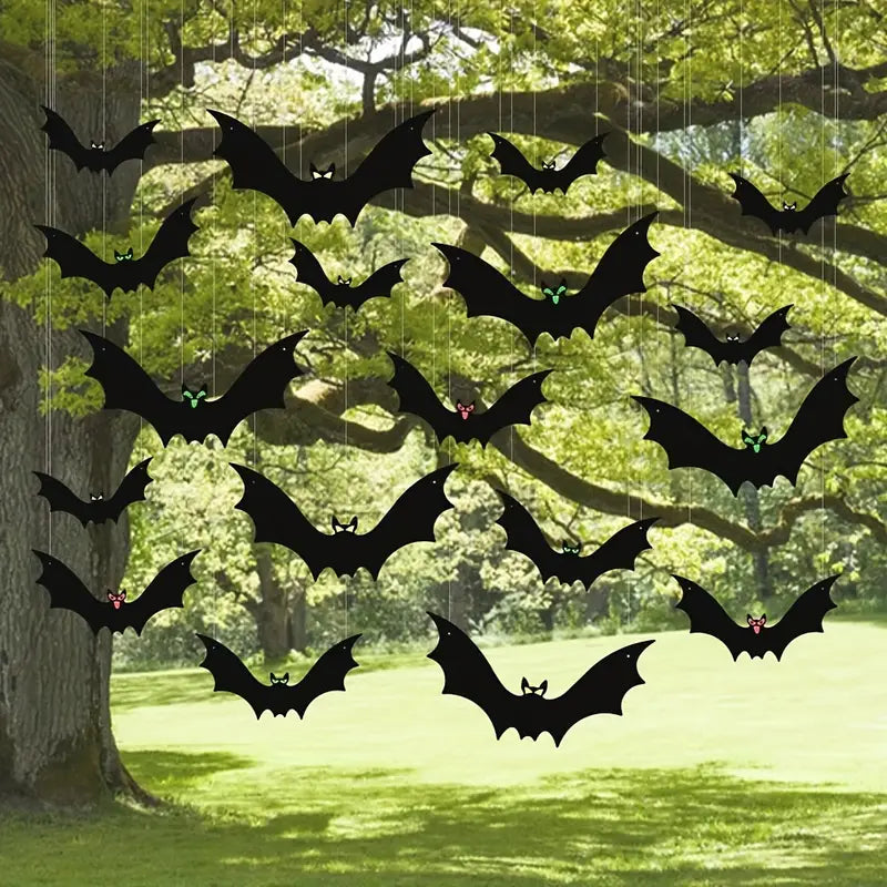 18pcs Batty Delights: Charming Halloween Hangings