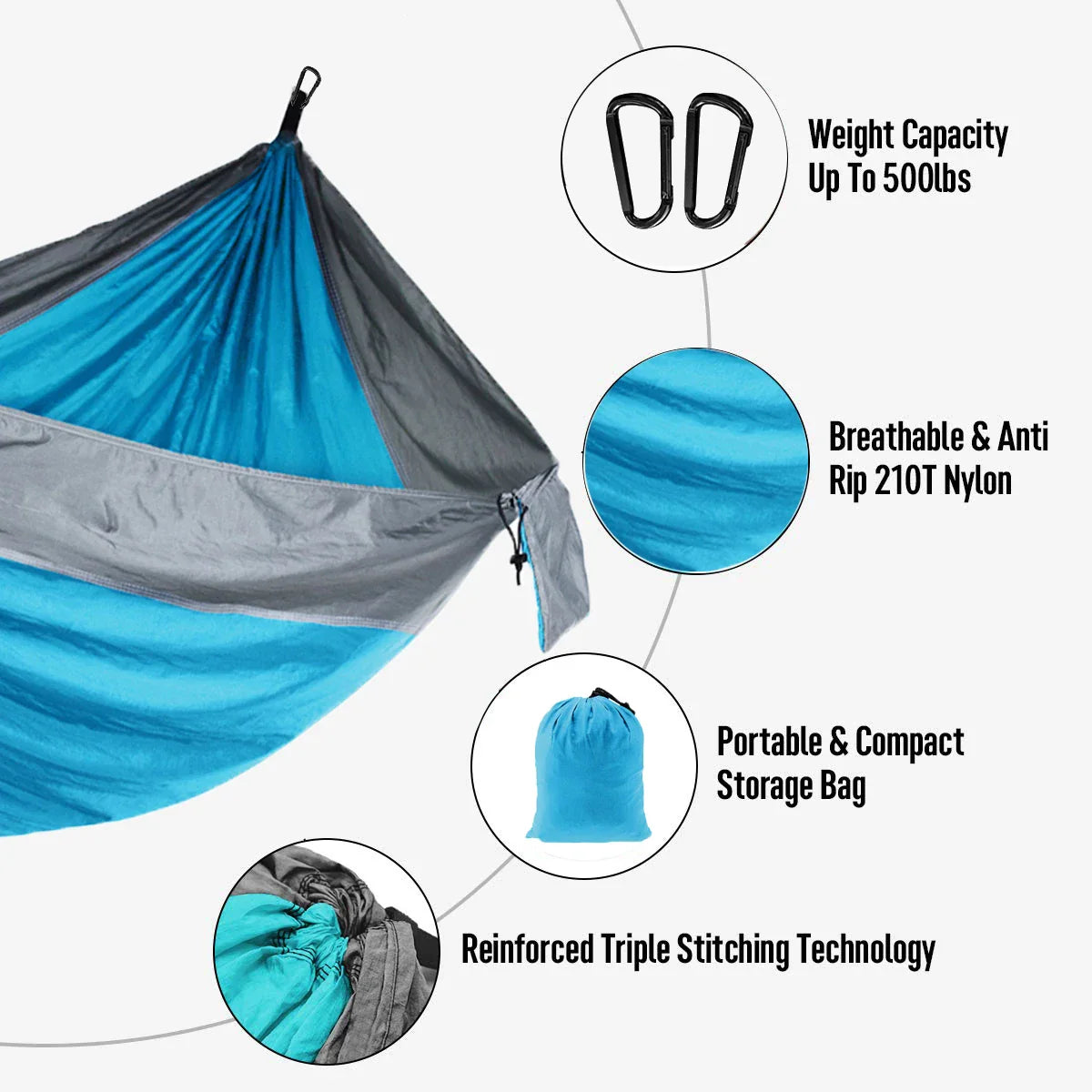Lightweight Camping Hammock with Tree Straps for Travel