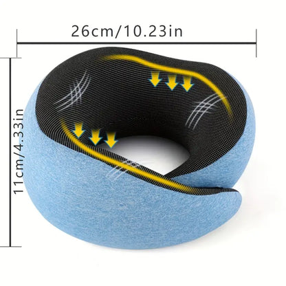 All-Season Travel Pillow - Pure Memory Foam Neck Pillow - Grey+Blue