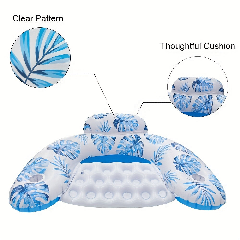 Leaf Pattern U-Shape Inflatable Pool Float Lounger