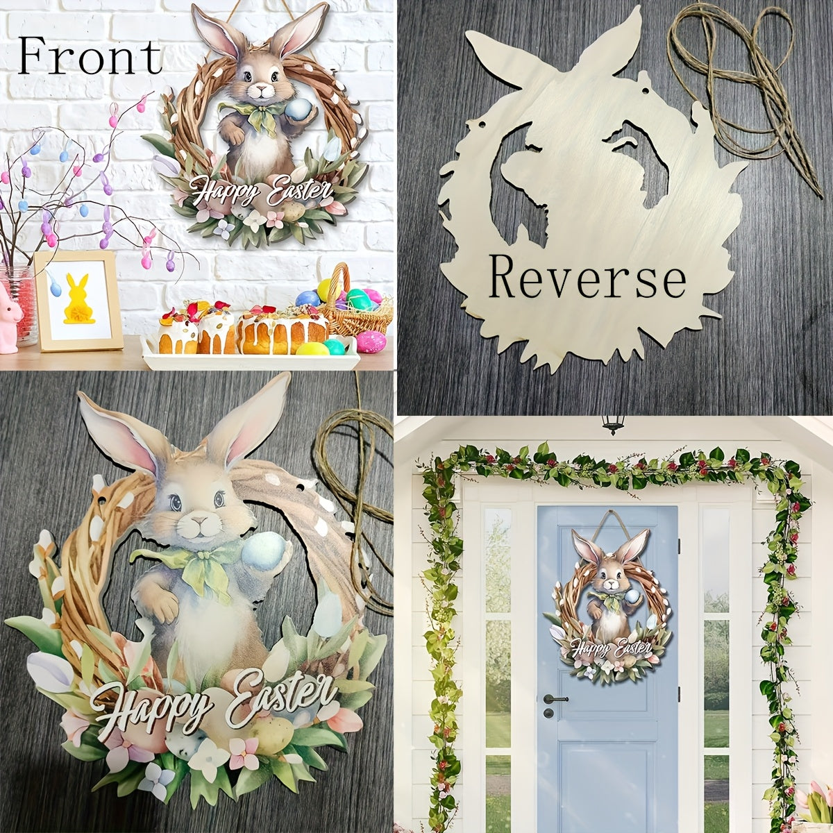 Easter Bunny Wreath Door Hanger for Holiday Decor
