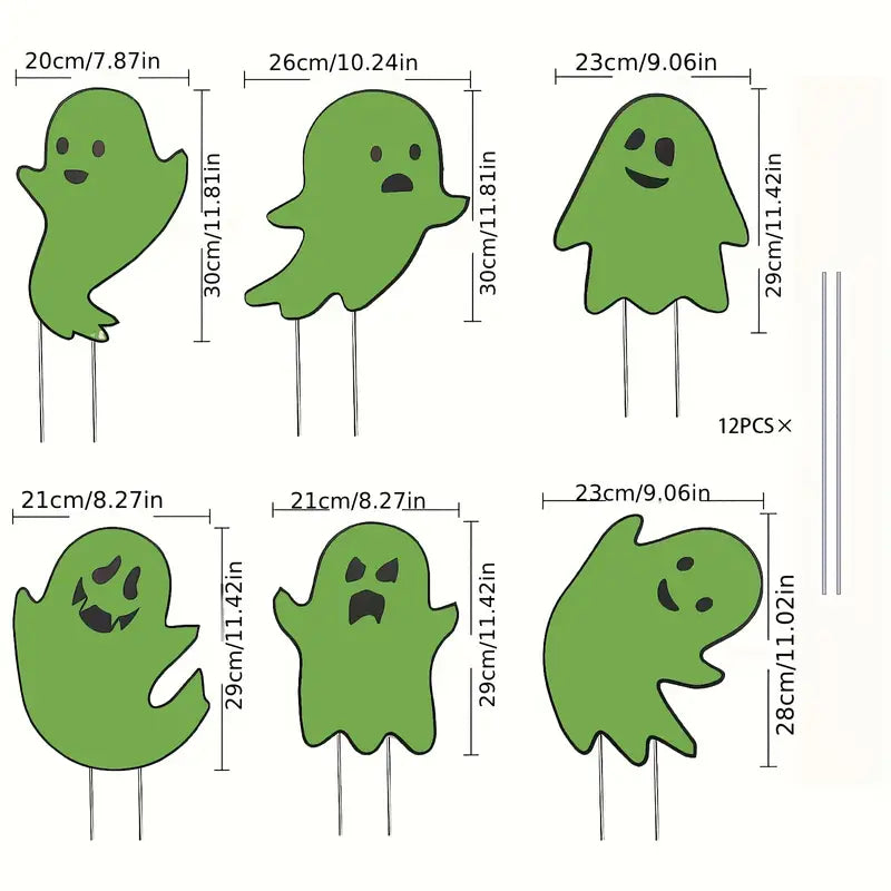 NNTM Illuminate Your Garden with 6 Luminous Ghost Yard Stakes! Elevate Your Halloween, Garden, and Outdoor Decor