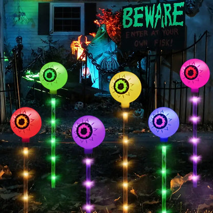 6-Pack Color Changing Solar Lights – Horror Eyeball Stake Lights