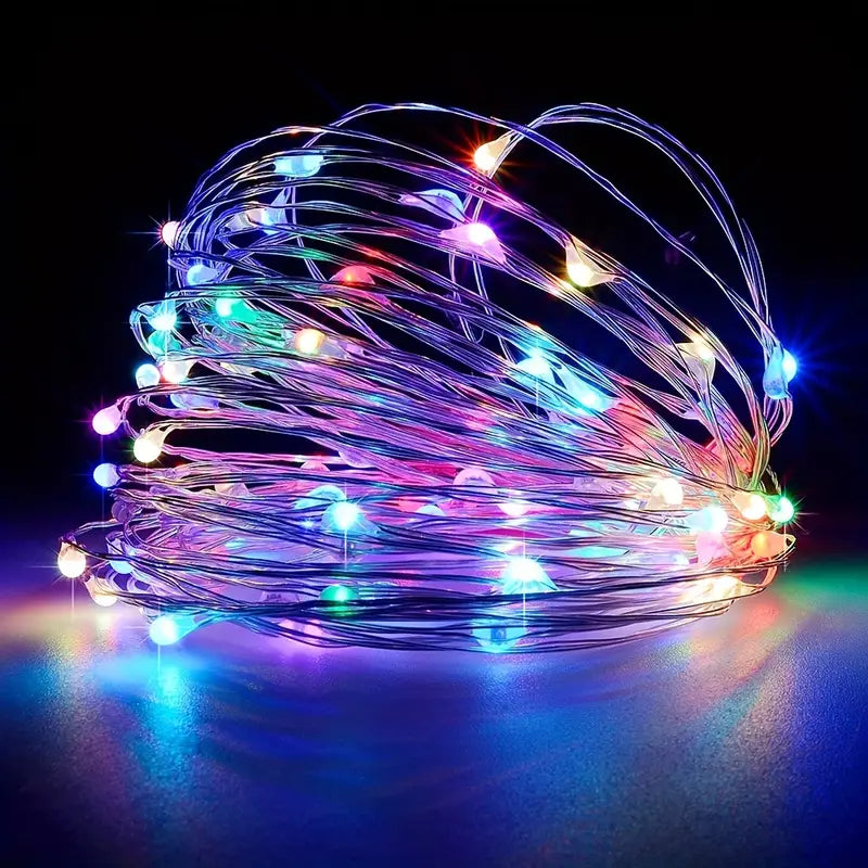 Solar-Powered Sparkle: Christmas Copper Wire String Lights