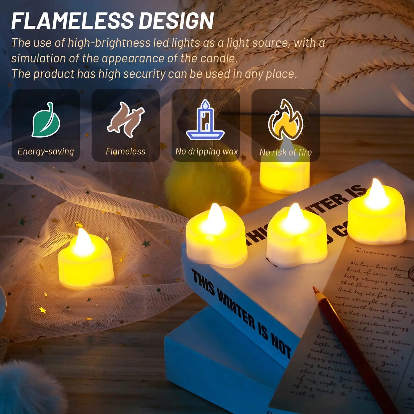 24-Pack Heart LED Tea Lights