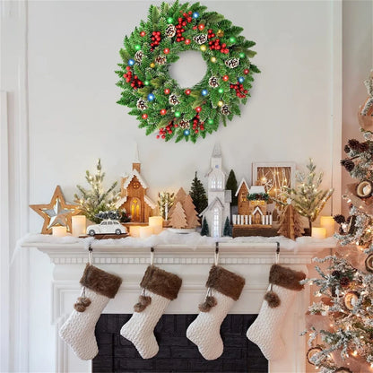 Pre-Lit Christmas Wreath with LED Lights