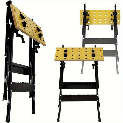 Folding Woodworking Workbench Tool Table with Storage
