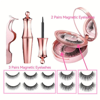 5 Pairs Magnetic Eyelashes And Eyeliner Kit Reusable 3D Magnetic False Lashes Extension No Glue Needed