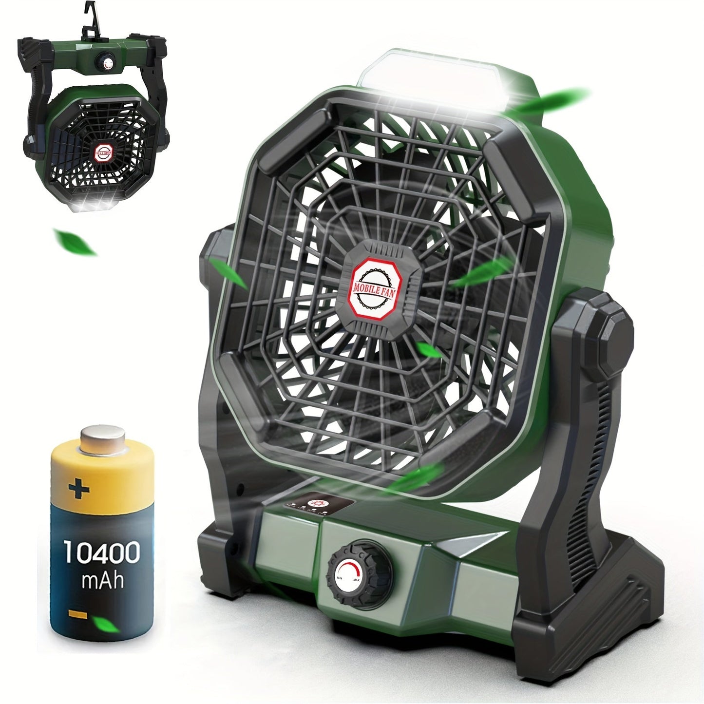 Rechargeable Camping Fan with LED & Hook
